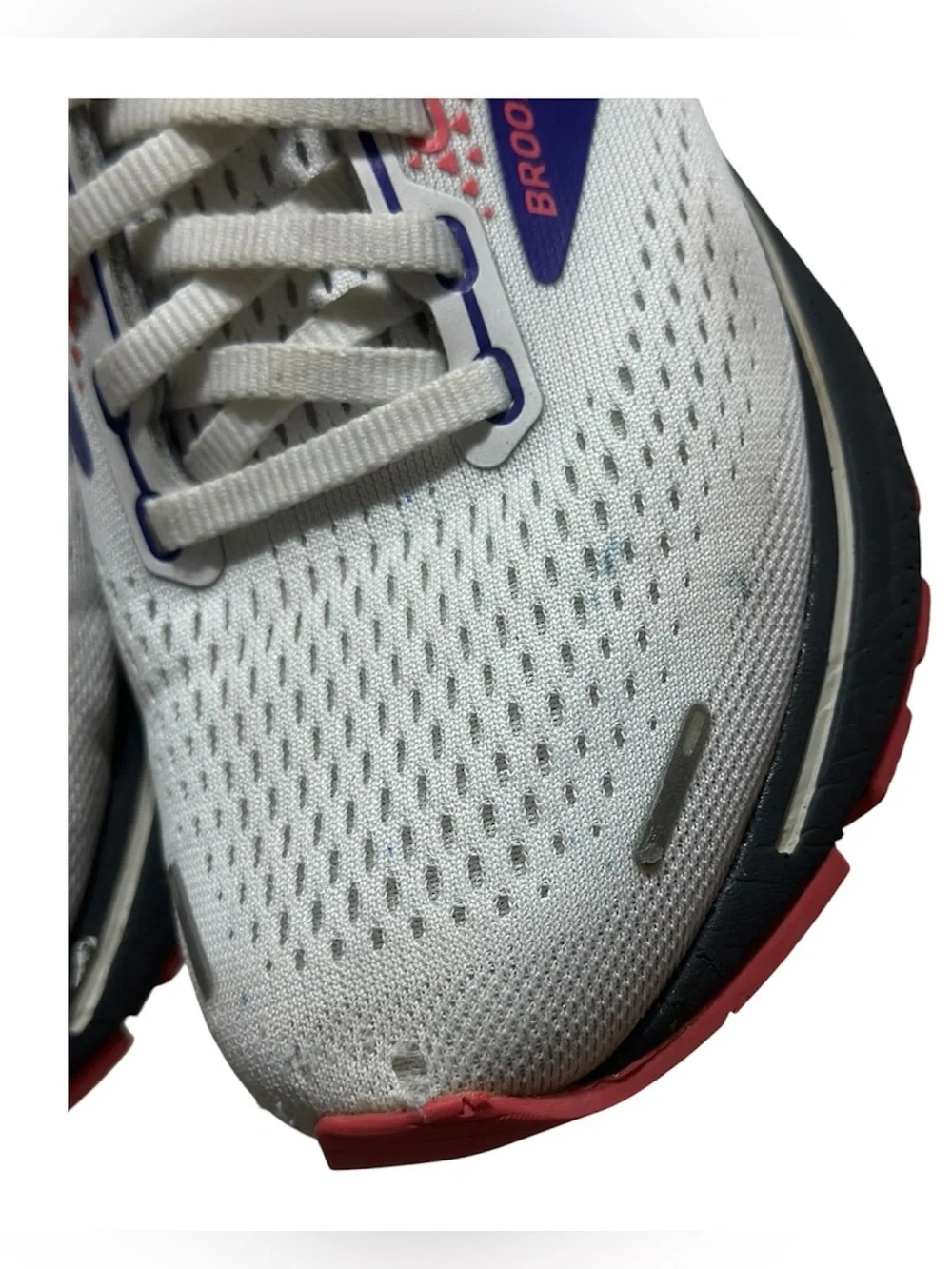 Brooks White Running Shoes with Purple and Coral Accents